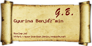 Gyurina Benjámin névjegykártya